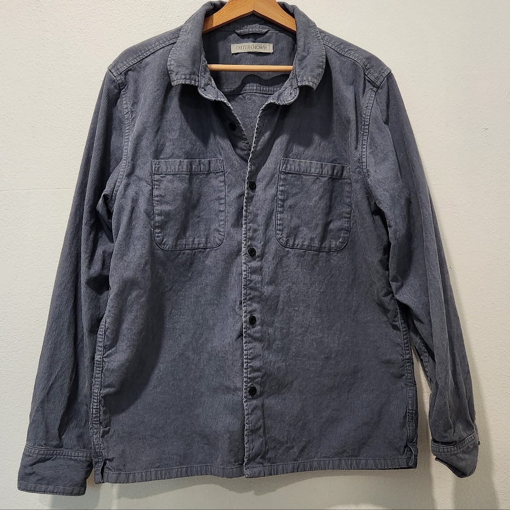 Blue Corduroy Button-Up Shirt